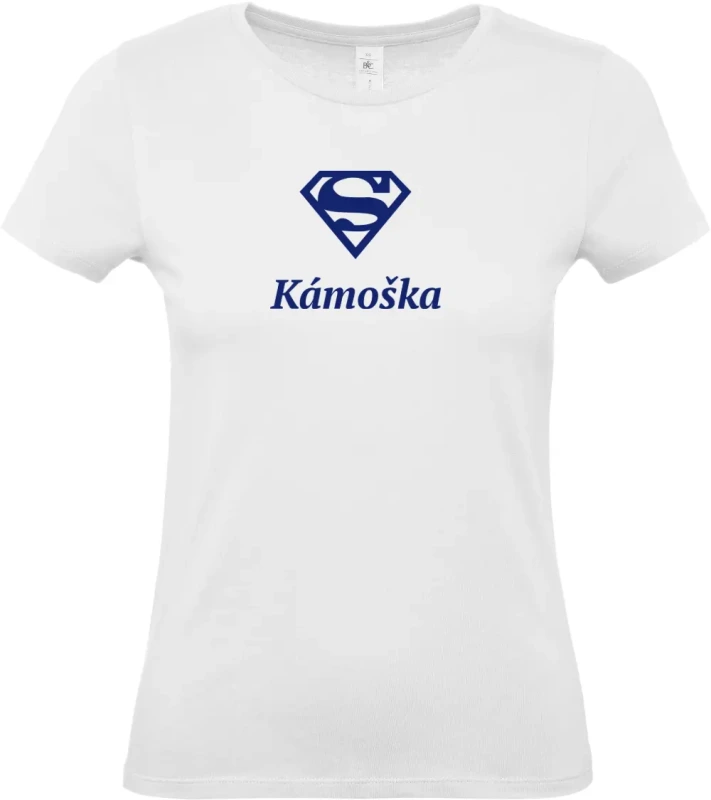 dámské bílé tričko Super Kámoška s modrým textem