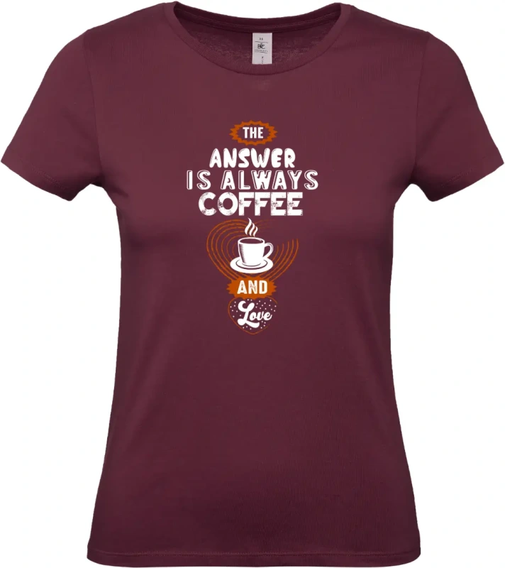 dámské vínové tričko Answer coffee