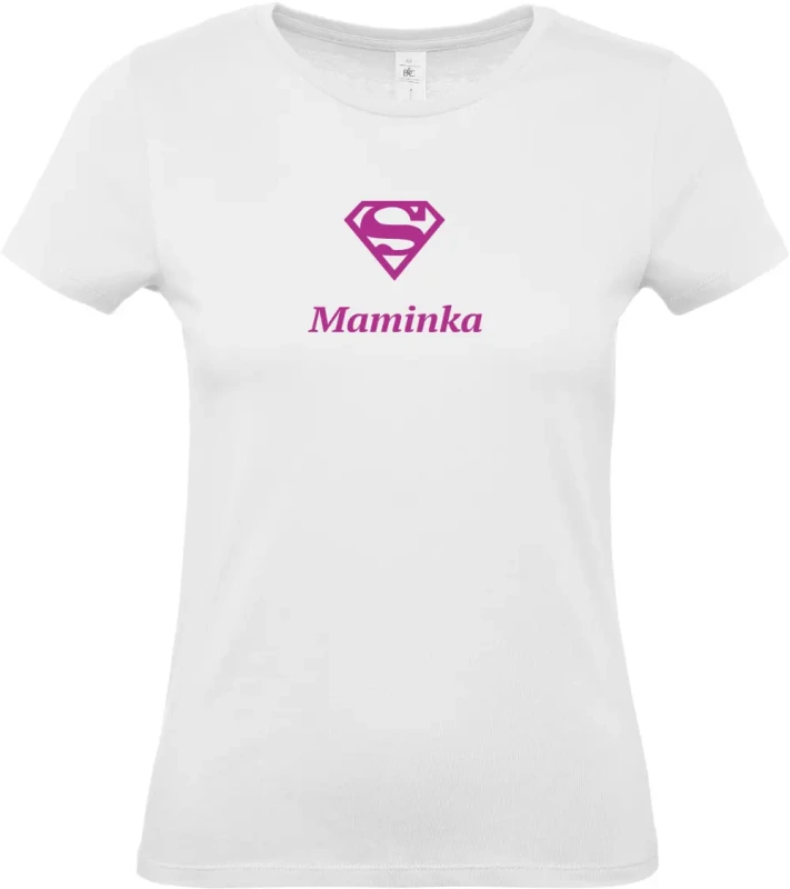 dámské bílé tričko Super Maminka s fialovým textem