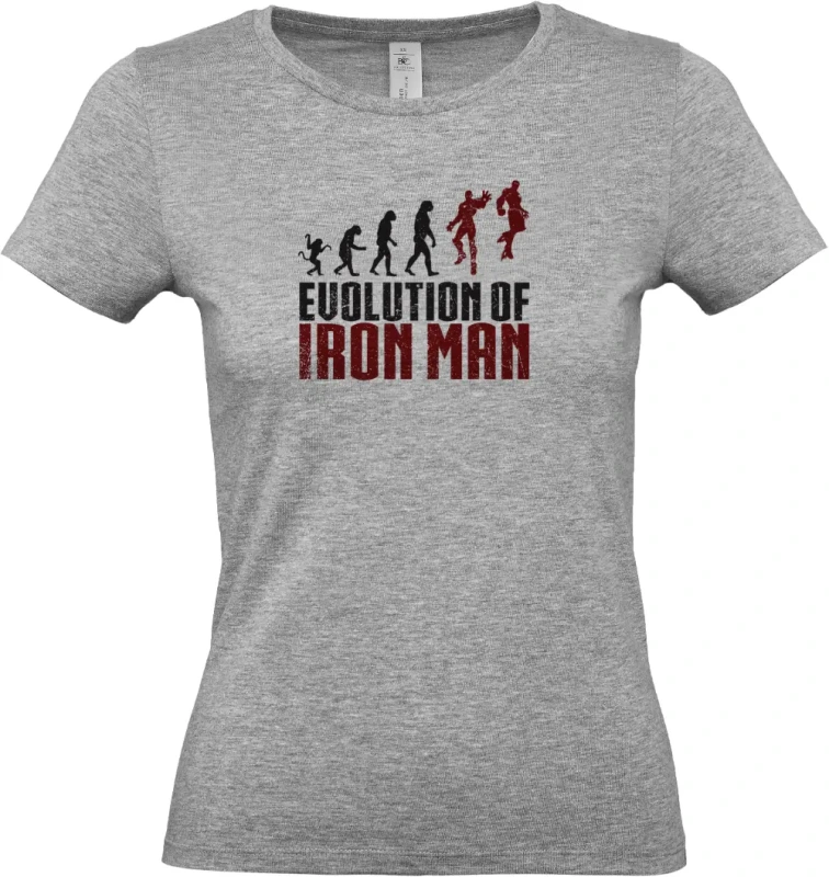 dámské sportovní šedé tričko EVOLUTION OF IRON MAN