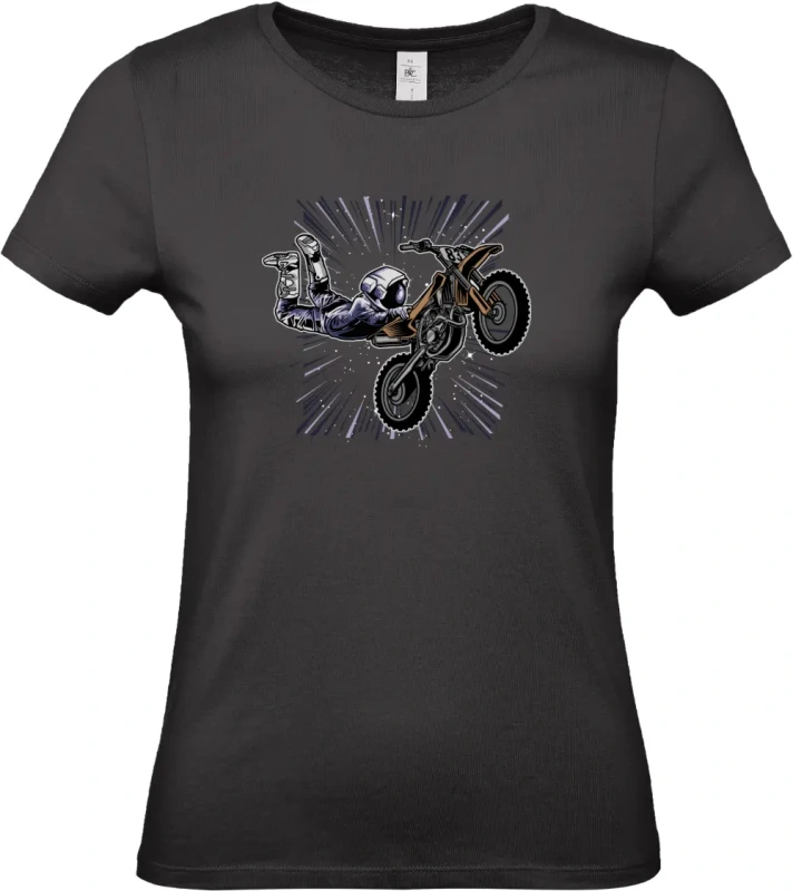 dámské černé tričko Vesmírný Motorkář - Astronaut na MX stroji