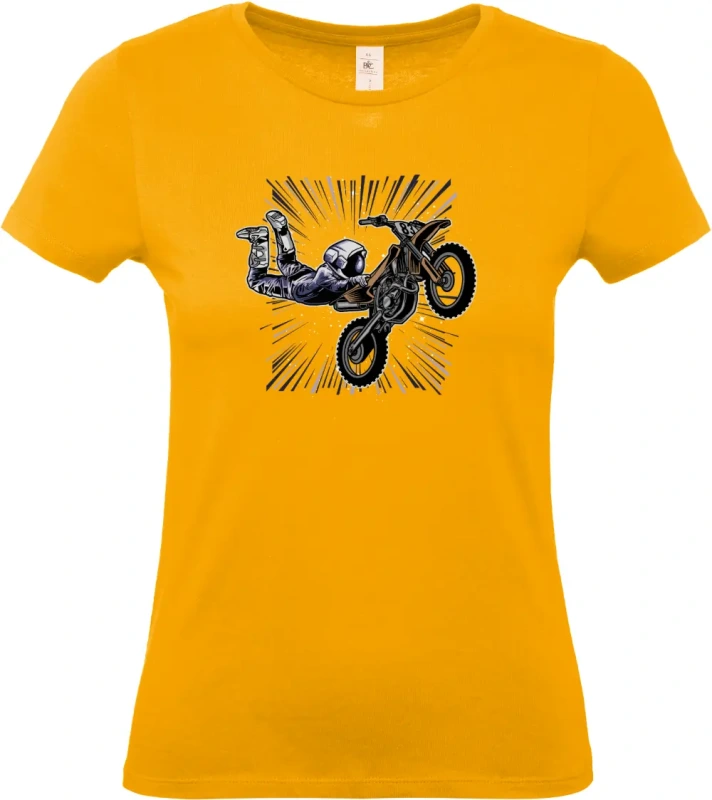 dámské meruňkové tričko Vesmírný Motorkář - Astronaut na MX stroji