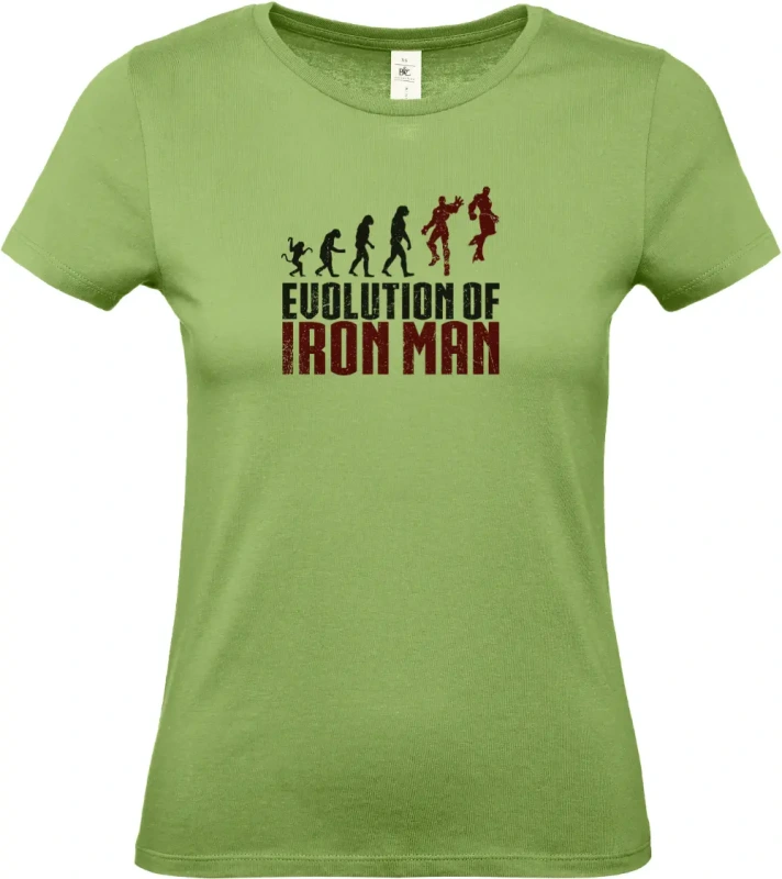 dámské pistáciové tričko EVOLUTION OF IRON MAN