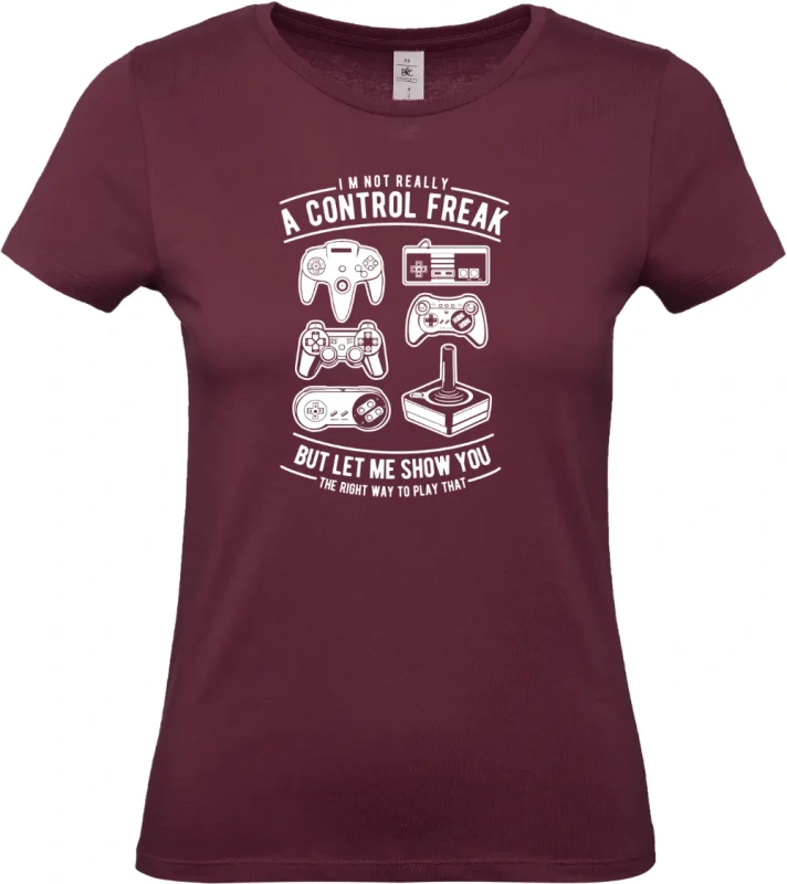 dámské vínové tričko A Control Freak