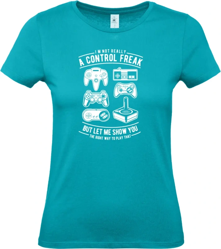 dámské tyrkysové tričko A Control Freak