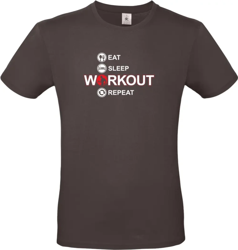 pánské hnedé tričko  Eat Sleep Workout Repeat