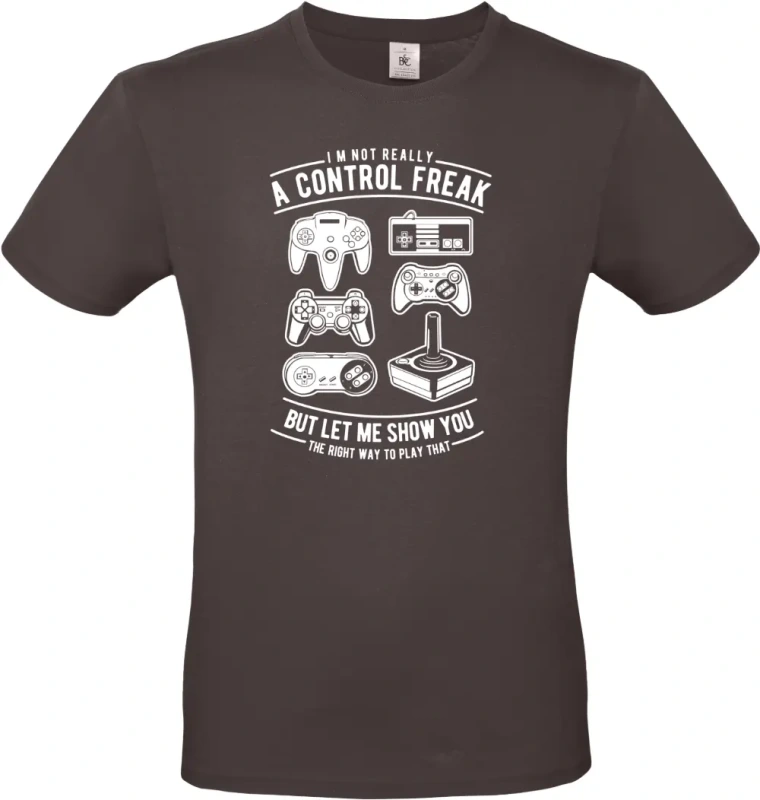 pánské hnedé tričko A Control Freak