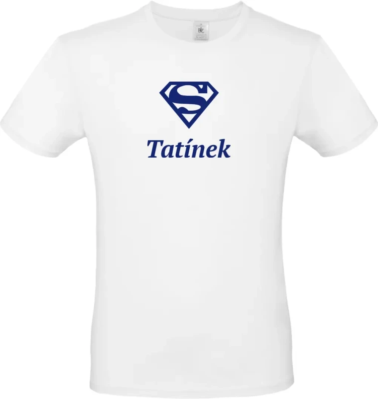pánské bílé tričko Super Tatínek s modrým textem