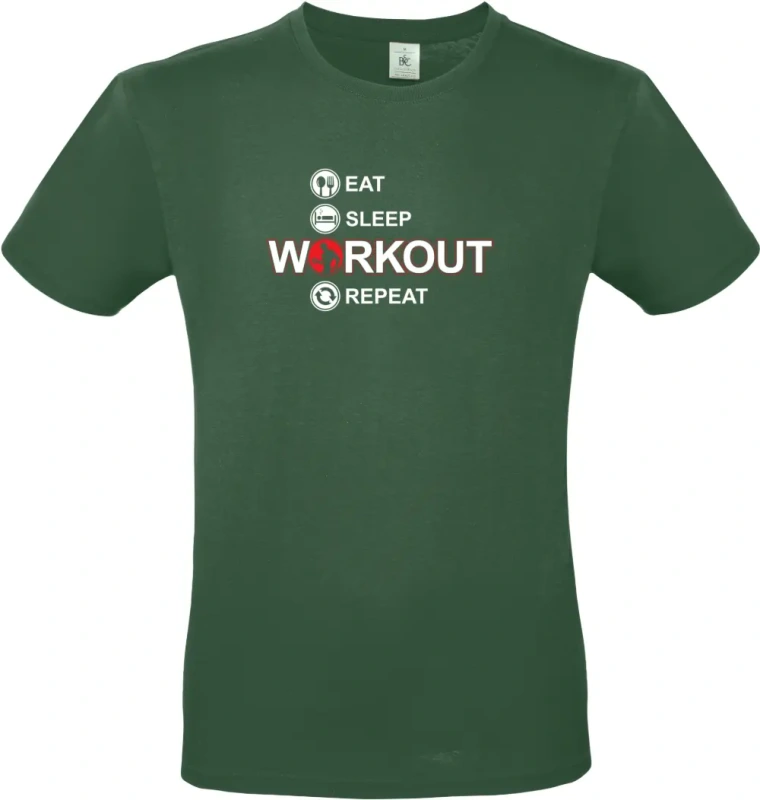 pánské lahvově zelené tričko  Eat Sleep Workout Repeat