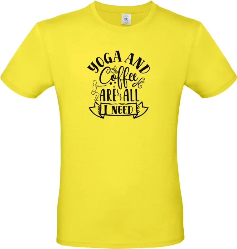 pánské citronové tričko Yoga and Coffee Are All I Need