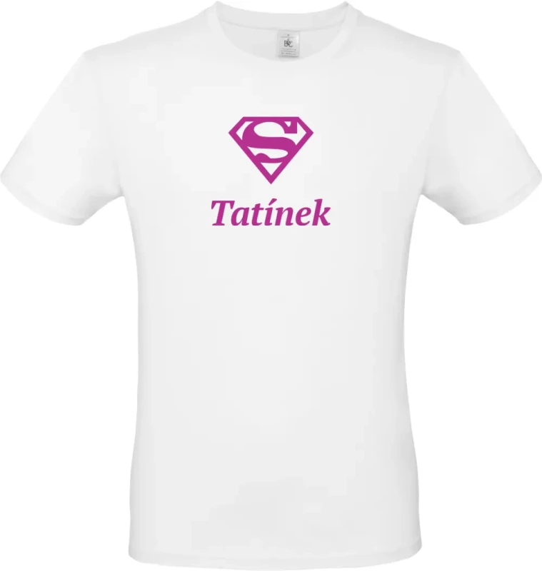 pánské bílé tričko Super Tatínek s fialovým textem