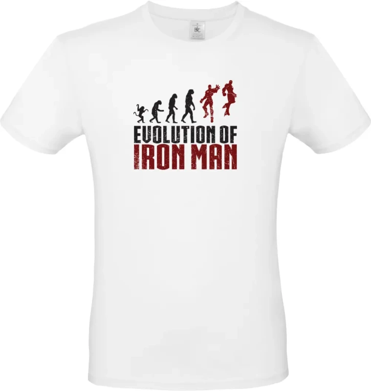 pánské bílé tričko EVOLUTION OF IRON MAN