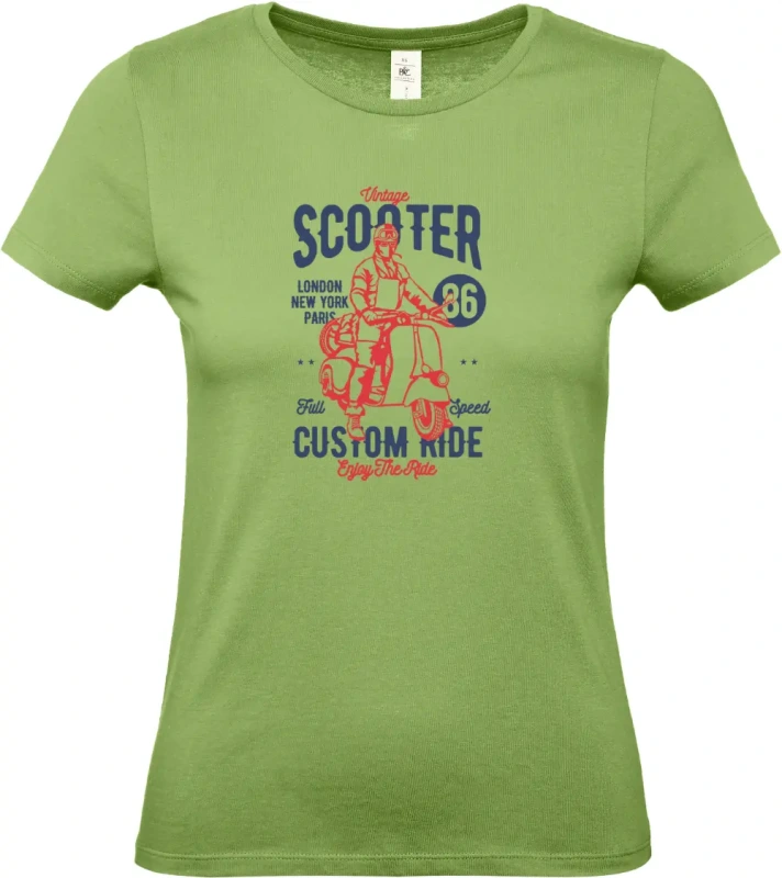 dámské pistáciové tričko Vintage Scooter