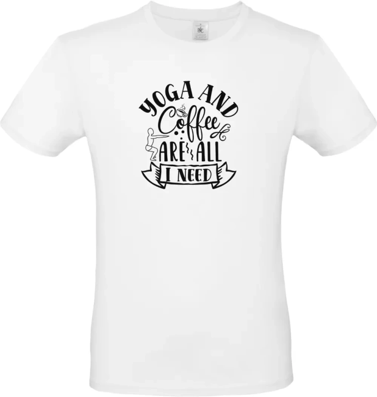 pánské bílé tričko Yoga and Coffee Are All I Need