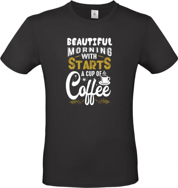 pánské černé tričko Starts coffee