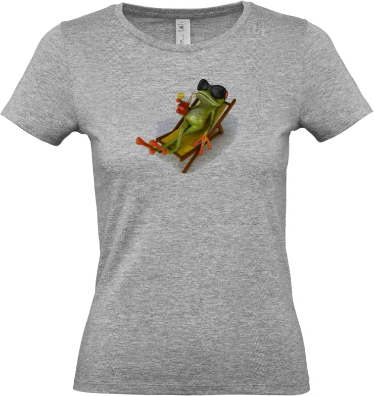 dámské sportovní šedé tričko Žába na prázdninách