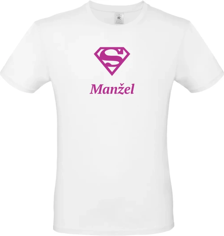 pánské bílé tričko Super Manžel s fialovým textem