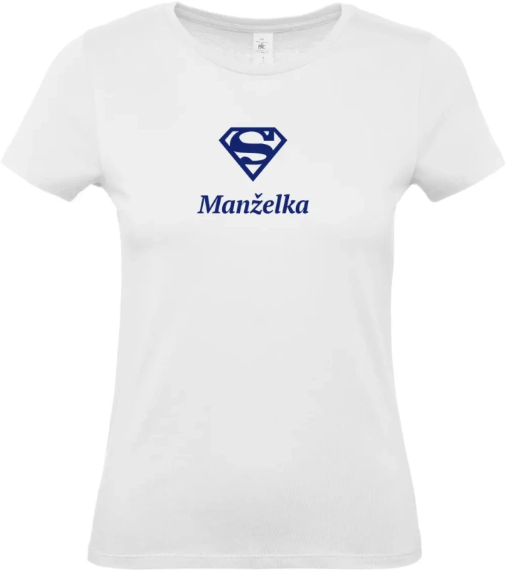 dámské bílé tričko Super Manželka s modrým textem