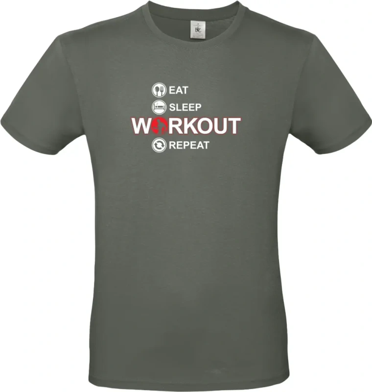 pánské khaki tričko  Eat Sleep Workout Repeat