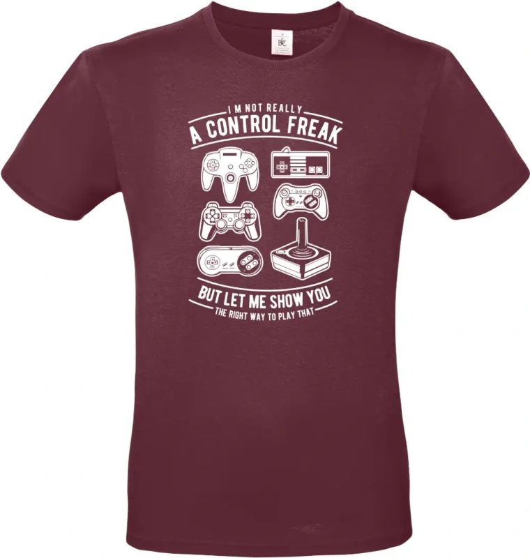 pánské vínové tričko A Control Freak