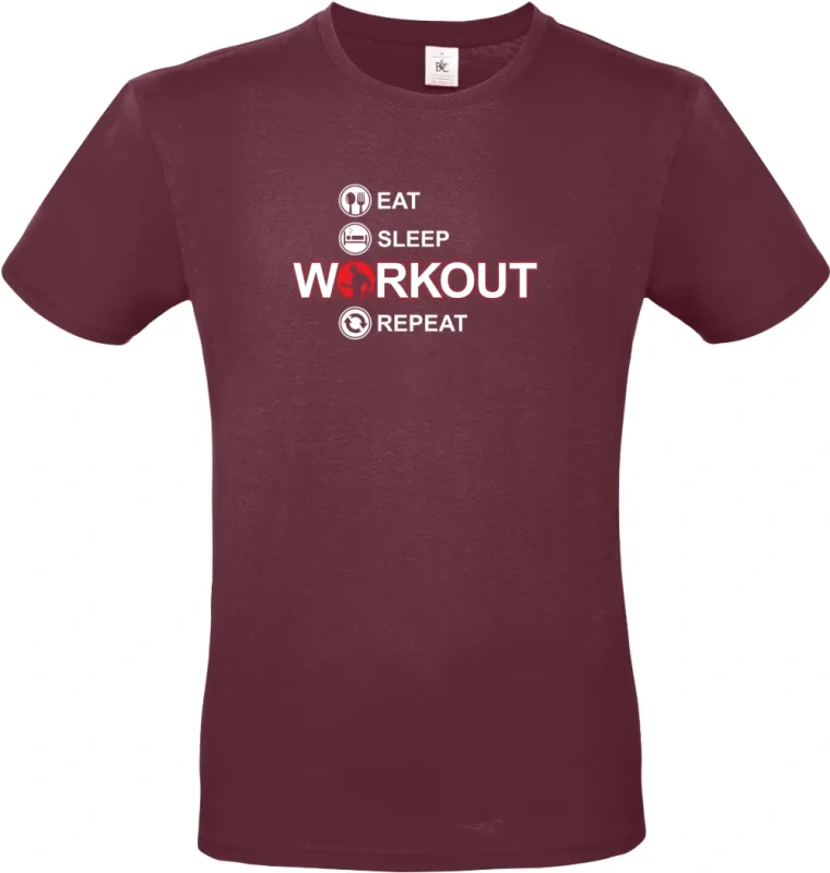 pánské vínové tričko  Eat Sleep Workout Repeat