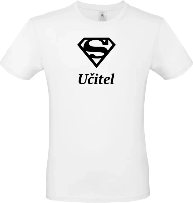 pánské bílé tričko Super Učitel s černým textem