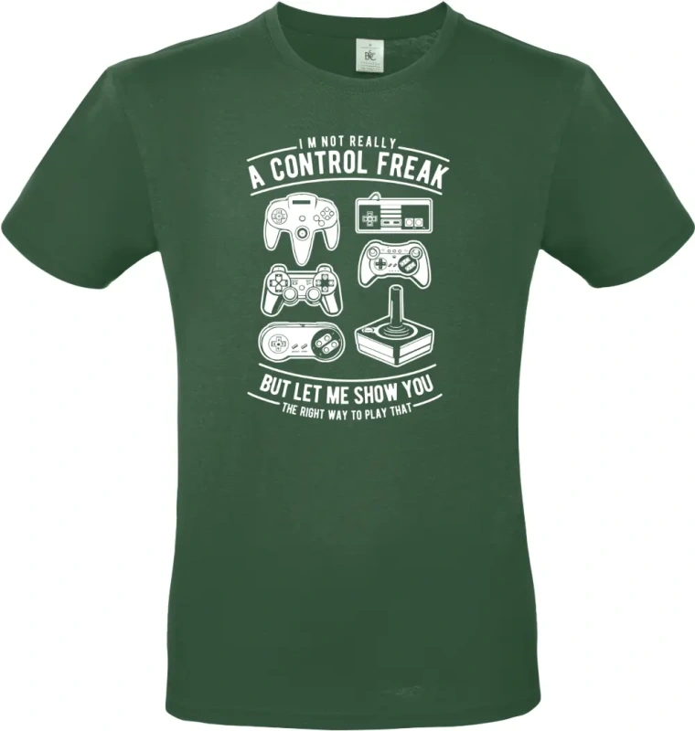 pánské láhvově zelené tričko A Control Freak