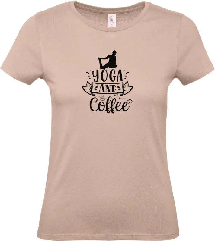 dámské světle ružové tričko Yoga and Coffee