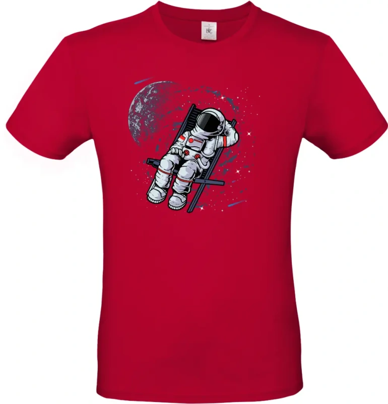 pánské tmavě červené tričko Vesmírný relax - Astronaut na lehátku