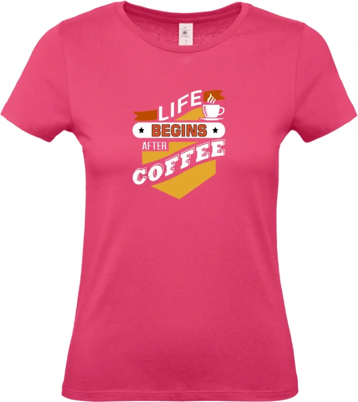 dámské ružové tričko Begin coffee