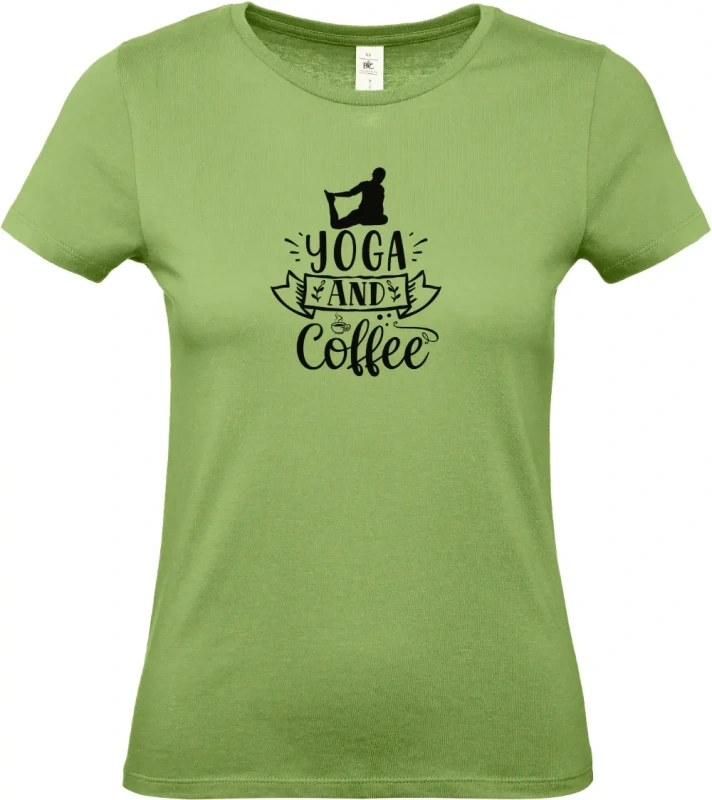 dámské pistáciové tričko Yoga and Coffee
