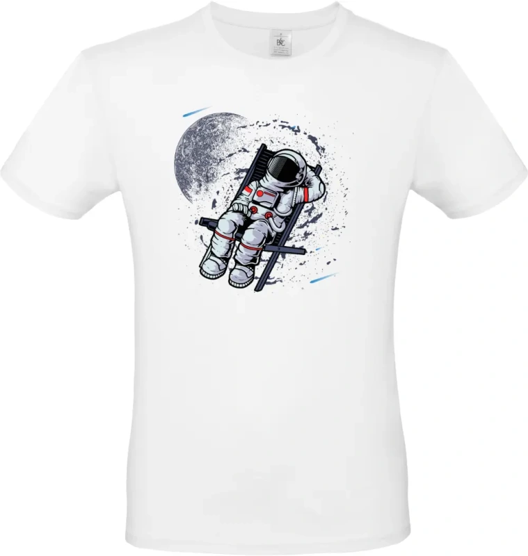 pánské bílé tričko Vesmírný relax - Astronaut na lehátku