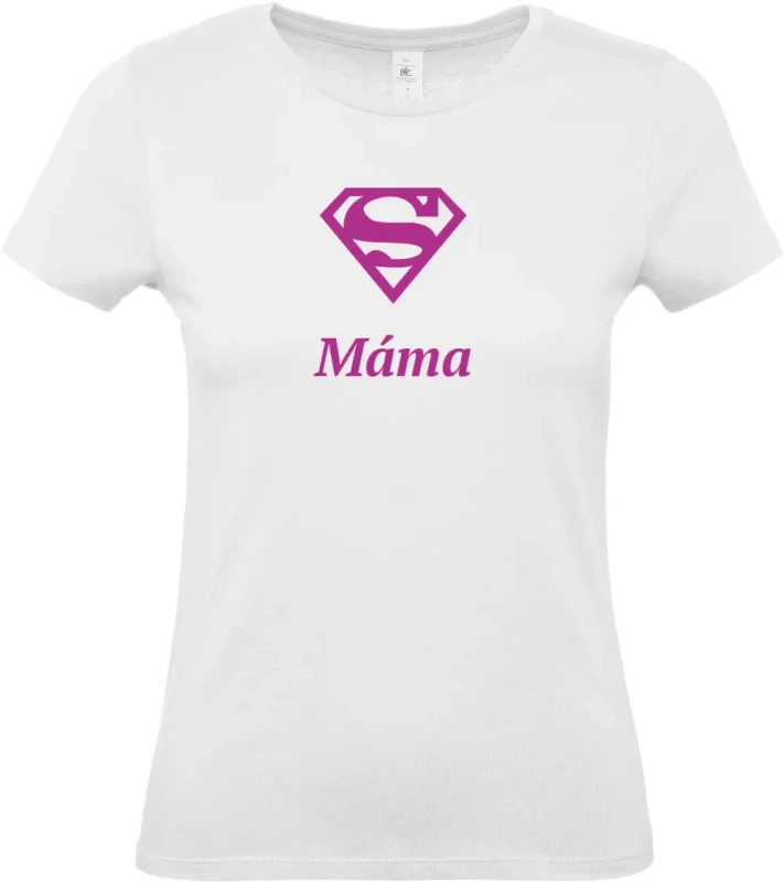 dámské bílé tričko Super Máma s fialovým textem