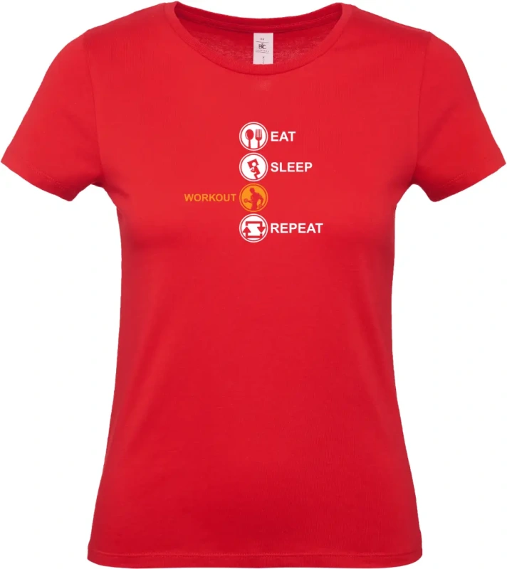 dámské červené tričko  Eat Sleep Workout Repeat-2