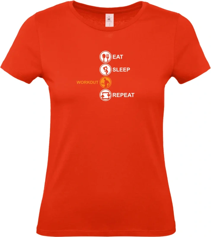 dámské ohnivě červené tričko  Eat Sleep Workout Repeat-2