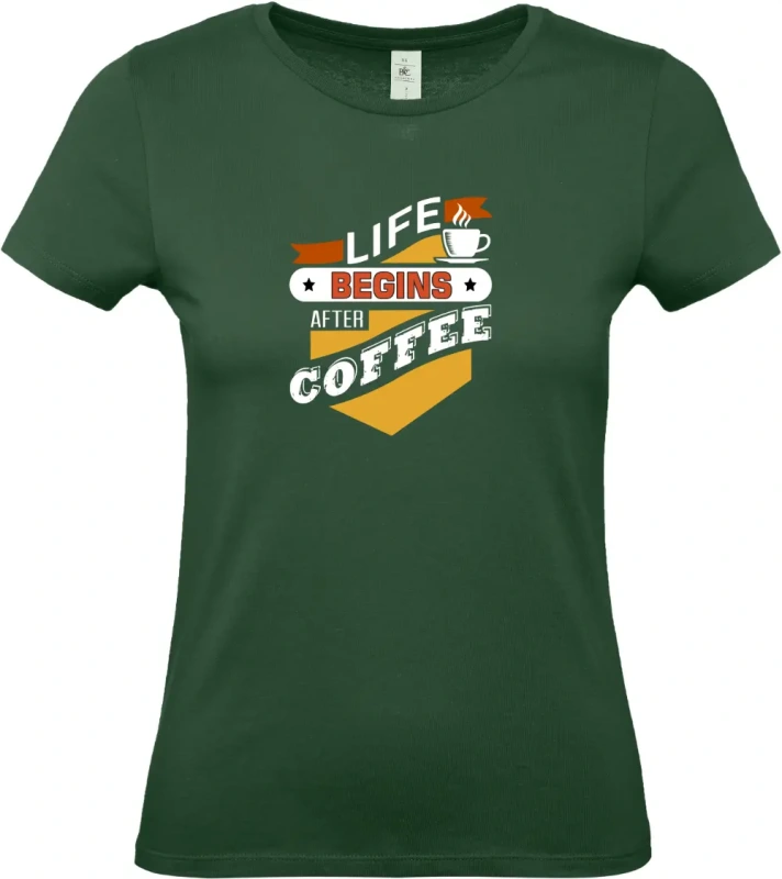 dámské lahvově zelené tričko Begin coffee