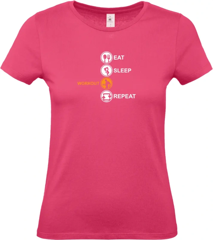 dámské ružové tričko   Eat Sleep Workout Repeat-2