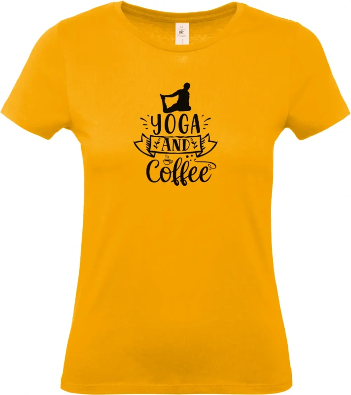 dámské meruňkové tričko Yoga and Coffee
