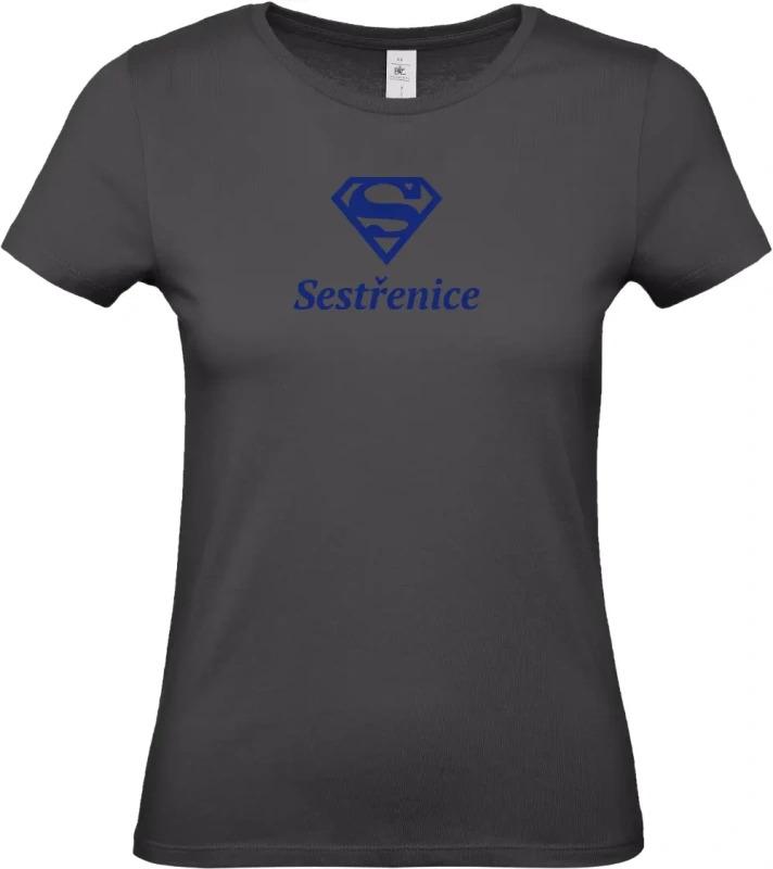 dámské černé tričko Super Sestřenice s modrým textem