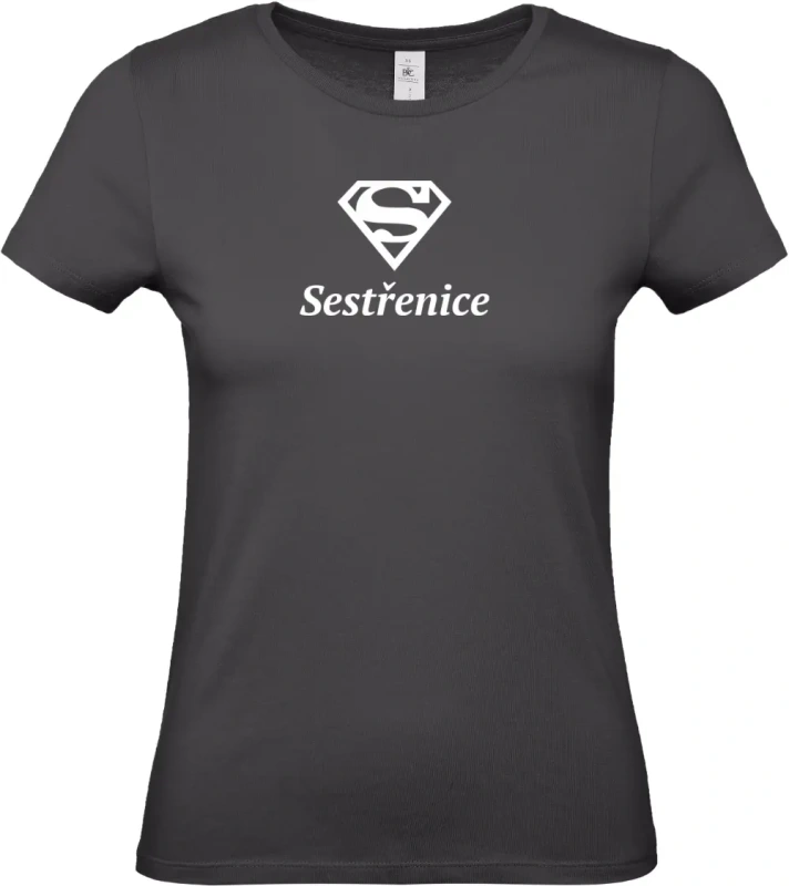 dámské černé tričko Super Sestřenice s bílým textem