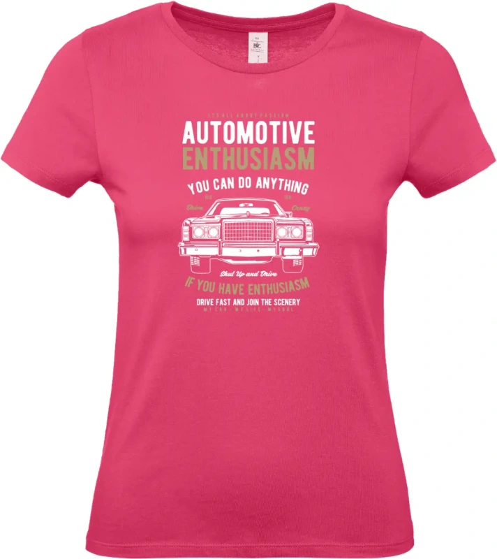 dámské ružové tričko Automotive Enthusiasm