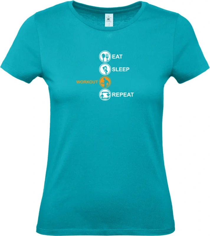 dámské tyrkysové tričko  Eat Sleep Workout Repeat-2