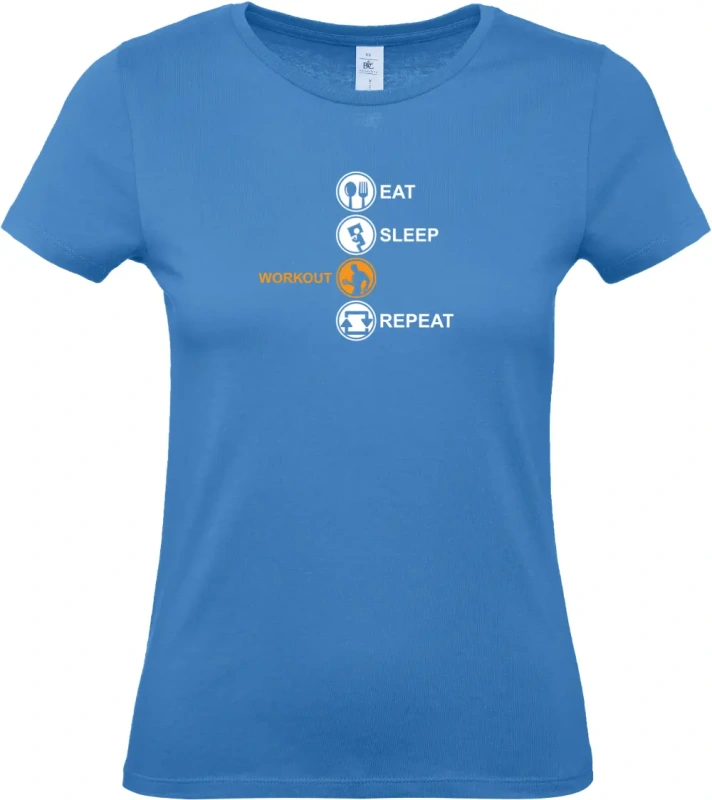 dámské azurové tričko  Eat Sleep Workout Repeat-2