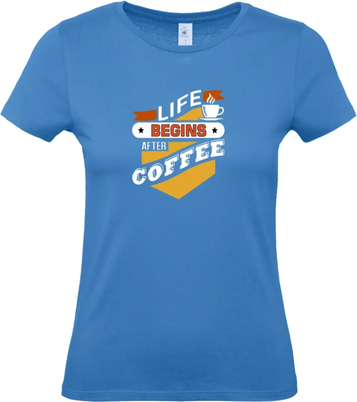 dámské azurové tričko Begin coffee