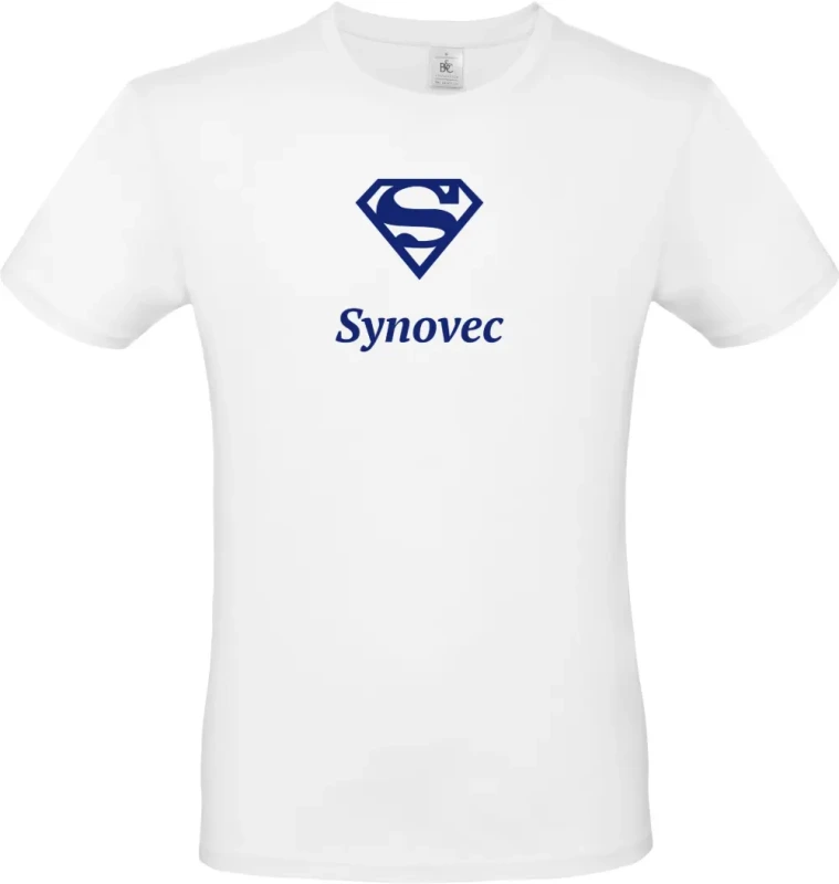 pánské bílé tričko Super Synovec s modrým textem