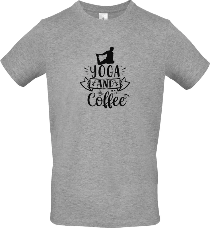 pánské sportovní šedé tričko Yoga and Coffee