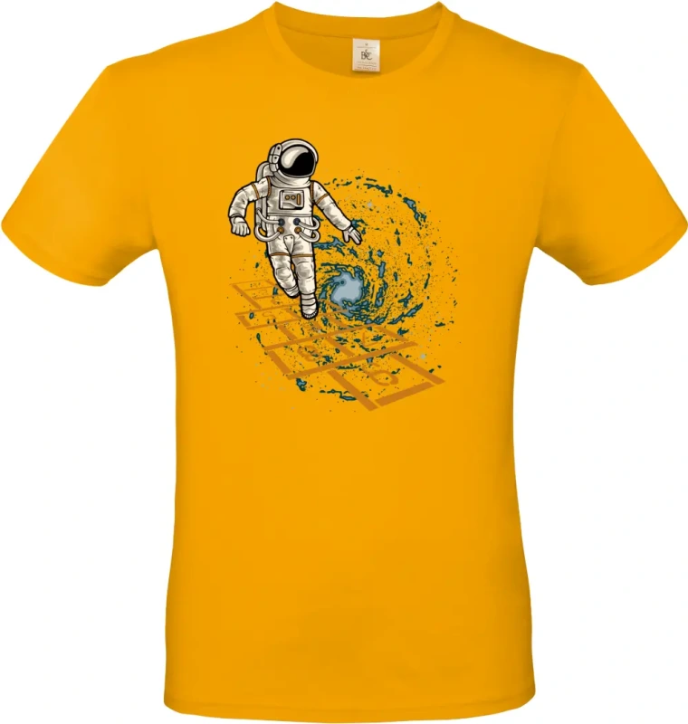 pánské meruňkové tričko Vesmírná Školka - Astronaut Hraje v Galaxii