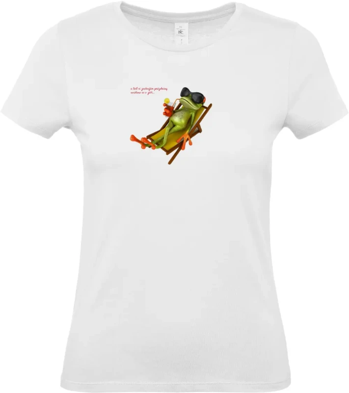 dámské bílé tričko Žába na prázdninách s textem