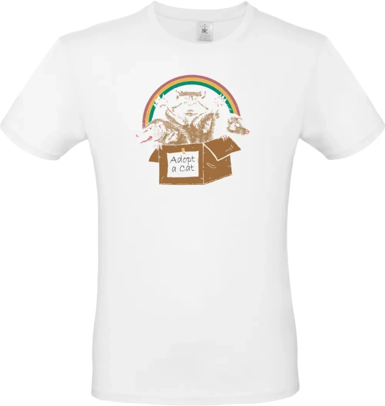 pánské bílé tričko Adoptacat
