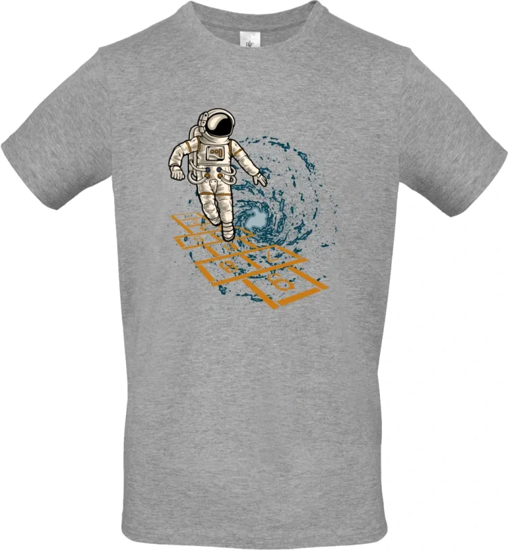 pánské světle šedá tričko Vesmírná Školka - Astronaut Hraje v Galaxii